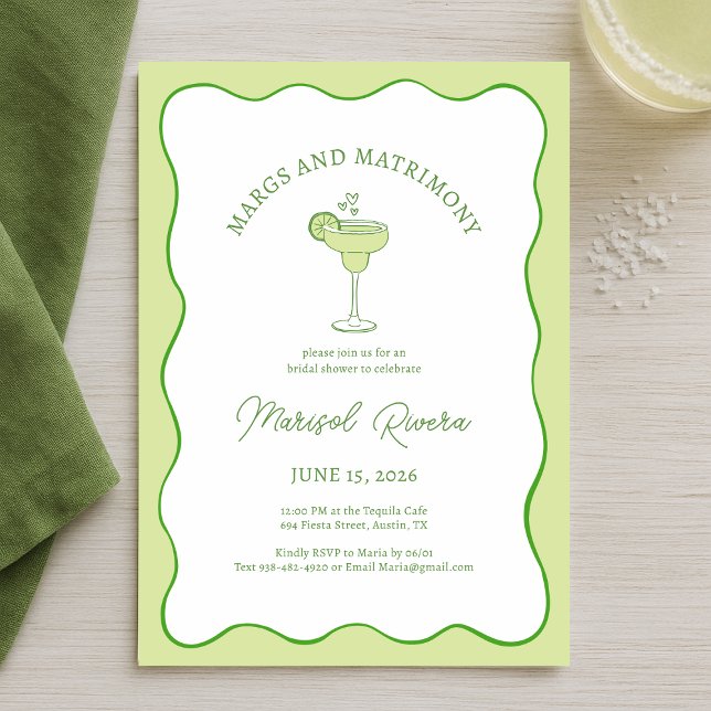 "Margs & Matrimony" Tequila Lime Bridal Shower Einladung (Von Creator hochgeladen)