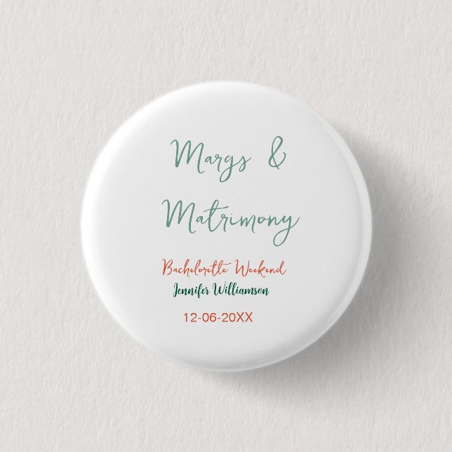 Margs und Ehe hinzufügen Name Datum Junggesellinne Button (Vorderseite)