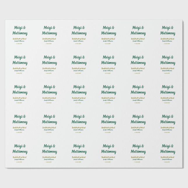 Margs und Ehe Name Datum Junggesellinnenabschied Geschenkpapier (Flach)