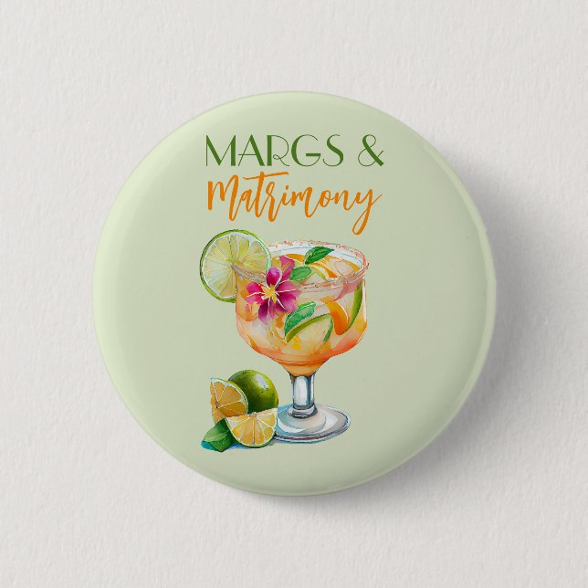 Margs und Ehe Tequila & Fiesta Junggesellinnenabsc Button (Vorderseite)