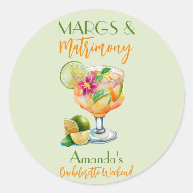 Margs und Ehe Tequila & Fiesta Junggesellinnenabsc Runder Aufkleber (Vorderseite)