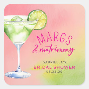 Margs und Hochzeits-Cocktail-Brautparty Quadratischer Aufkleber
