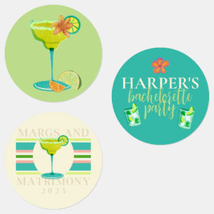 Margs und Matrimony Beach Junggesellinnenabschied Etiketten