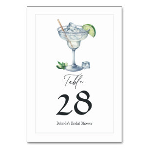 Margs und Matrimony Margarita Brautparty Tischnummer
