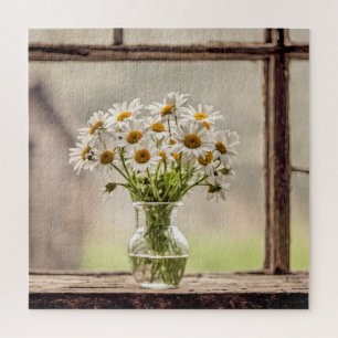 Marguerite-Bukett im Fenster im Landhausstil Puzzle