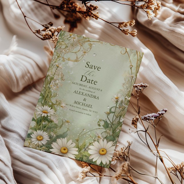 Marguerite Daisy Dusty Wedding Save The Date (Von Creator hochgeladen)