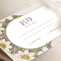 Marguerite Daisy Lavender Wedding RSVP Art Nouveau