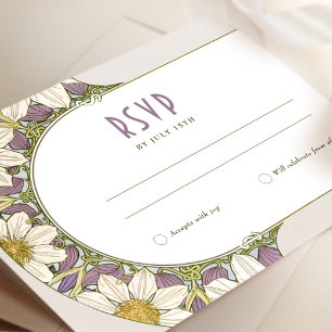 Marguerite Daisy Lavender Wedding RSVP Art Nouveau Einladung