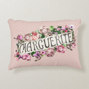 Marguerite Name Vintag Floral Banner Niedlich & Gi Dekokissen