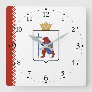 Mari El Flag Quadratische Wanduhr