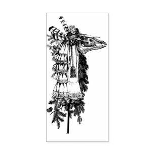 Mari Lwyd Horse Skull Rubber und Briefmarke der Ho Gummistempel