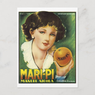 MARI-PE VALENCIA ORANGE VINTAGE-KUNSTLABEL GR POSTKARTE
