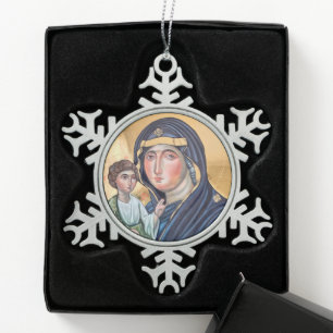 Maria Advocata Nostra Schneeflocken Zinn-Ornament