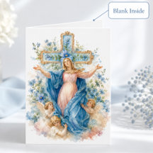 Mariä-Himmelfahrt Blaue Florale Katholische Karte