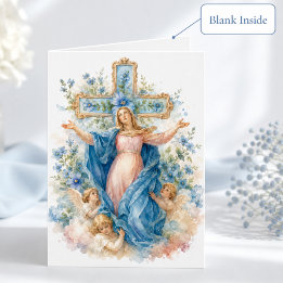 Mariä-Himmelfahrt Blaue Florale Katholische Karte