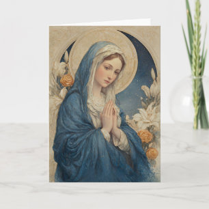 Maria in Blau mit Heiligenschein Karte