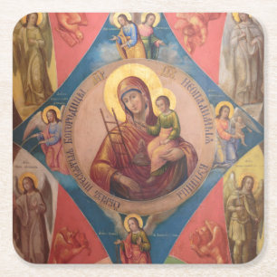 Maria, Jesus und Engel Rechteckiger Pappuntersetzer