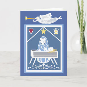 Maria, Jesus und Weihnachtsengel Karte