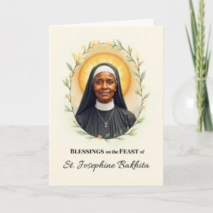 Maria Josephine Bakhita Festtags-Segen-Kranz Karte