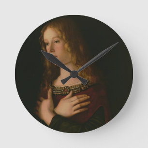Maria Magdalena, Detail von der Jungfrau und vom Runde Wanduhr