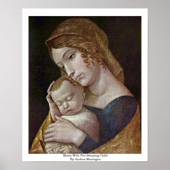Maria mit schlafendem Kind von Andrea Mantegna Poster (Vorne)