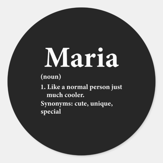 Maria Name Definition Funny D  Runder Aufkleber (Vorderseite)