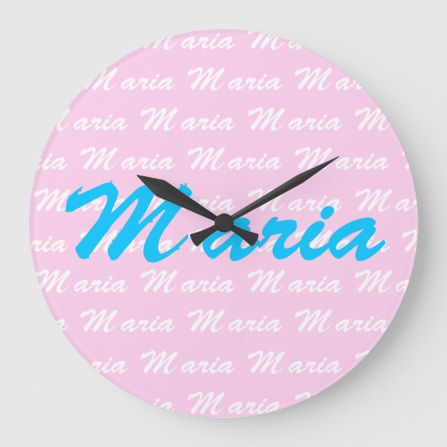 Maria Name Design Pattern Große Wanduhr (Vorderseite)