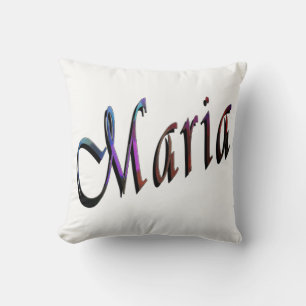 Maria, Name, Logo, weißes Kissen. Kissen