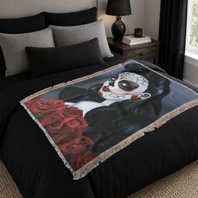 Maria Sugar Skull Rote Rosen Decke (Von Creator hochgeladen)