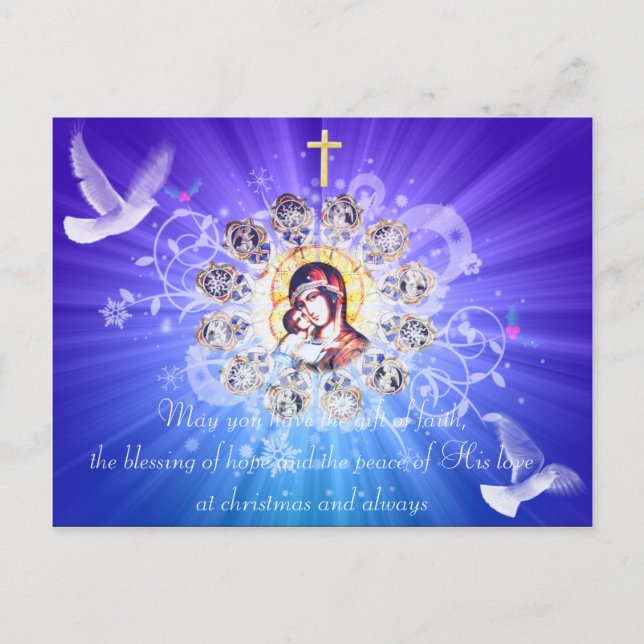 Maria und Jesus Feiertagspostkarte (Vorderseite)