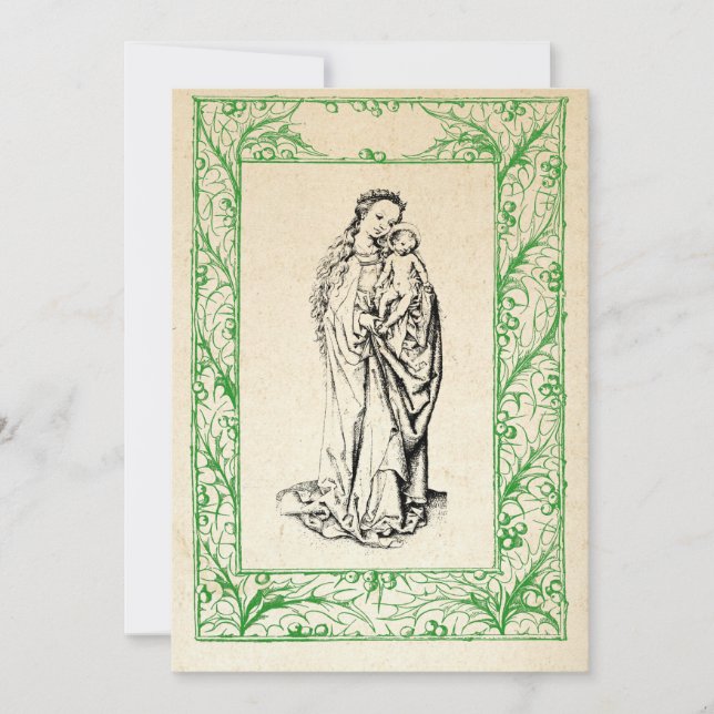 Maria und Jesus heilige Grenzdecke Feiertagskarte (Vorderseite)