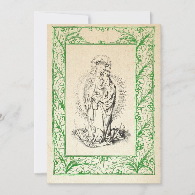 Maria und Jesus heilige Grenzdecke Feiertagskarte (Vorderseite)