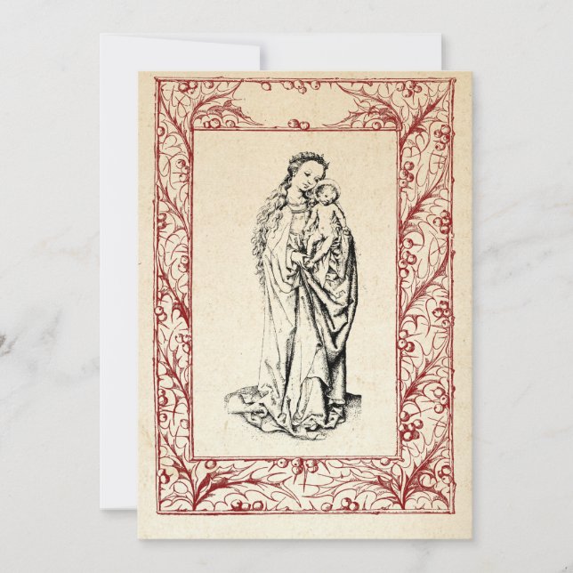 Maria und Jesus heilige Grenzdecke Feiertagskarte (Vorderseite)