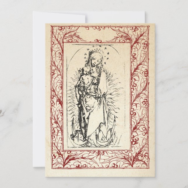 Maria und Jesus heilige Grenzdecke Feiertagskarte (Vorderseite)