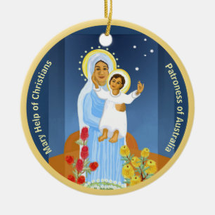 Maria und Jesus in Australien Keramik Ornament
