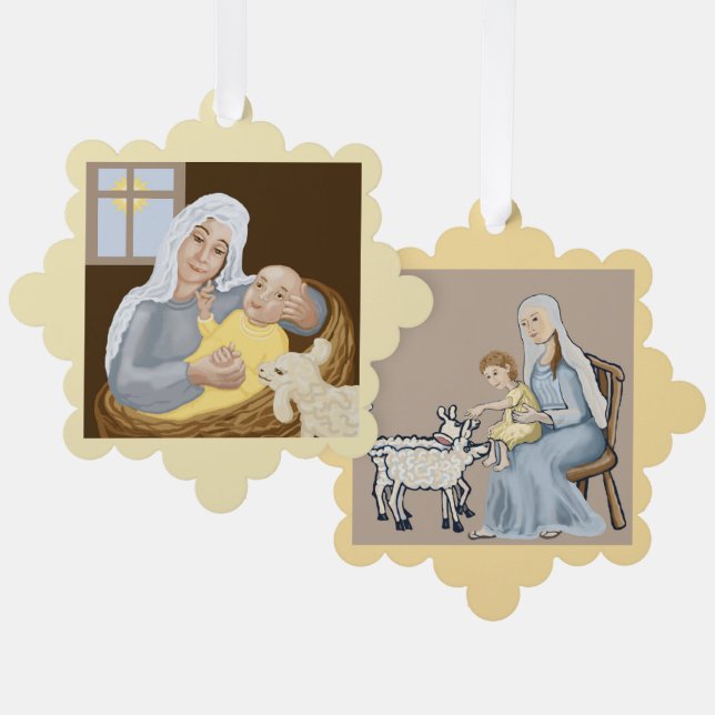 Maria und Jesus Ornament Karte (Vorderseite/Rückseite)