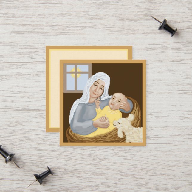 Maria und Jesus Telefonnummerkarte (Vorderseite/Rückseite Beispiel)