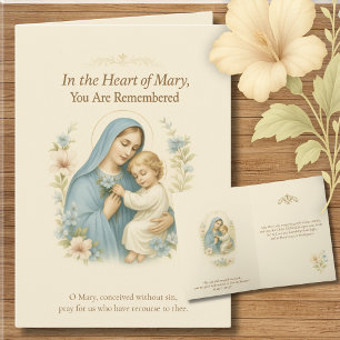 Maria und Jesuskind Blaue und rosafarbene Blumen Dankeskarte
