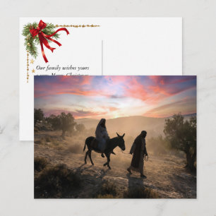 Maria und Josef auf der Reise nach Bethlehem Feiertagspostkarte