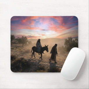 Maria und Josef auf einer staubigen Straße unterwe Mousepad