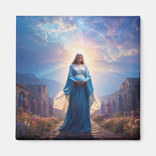 Maria von Nazareth geht allein – Christliche Kunst Magnet (Vorne)