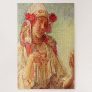 Maria Young Girl in mährischer Kostüm von Mucha Puzzle