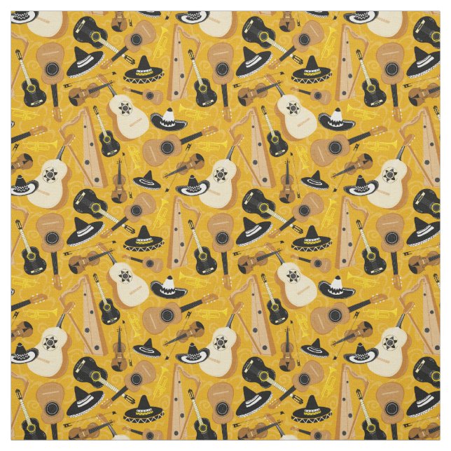 Mariachi Band Instrumentenmuster Stoff (Muster)