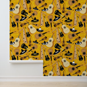 Mariachi Band Instruments Pattern Fun Music Tapete