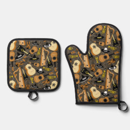Mariachi Band Oven Mitt und Pot Holder Ofenhandschuh & Topflappen-Set