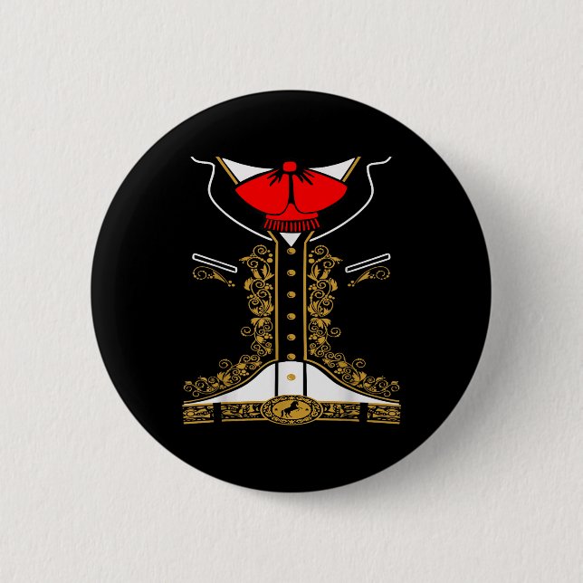 Mariachi Charro Mexikanisches Kostüm für Cinco de  Button (Vorderseite)