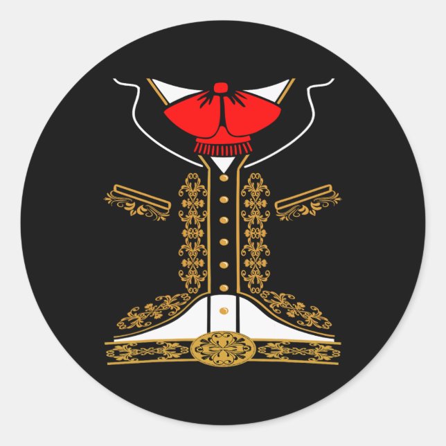 Mariachi Charro Mexikanisches Kostüm für Cinco de  Runder Aufkleber (Vorderseite)