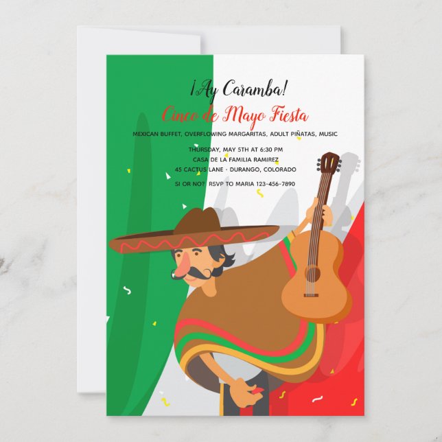 Mariachi Cinco de Mayo Einladung (Vorderseite)