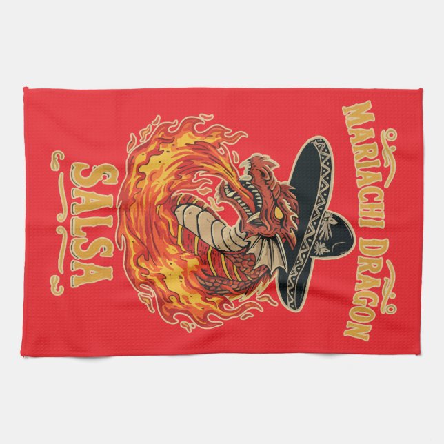 Mariachi Dragon Salsa Geschirrtuch (Horizontal)