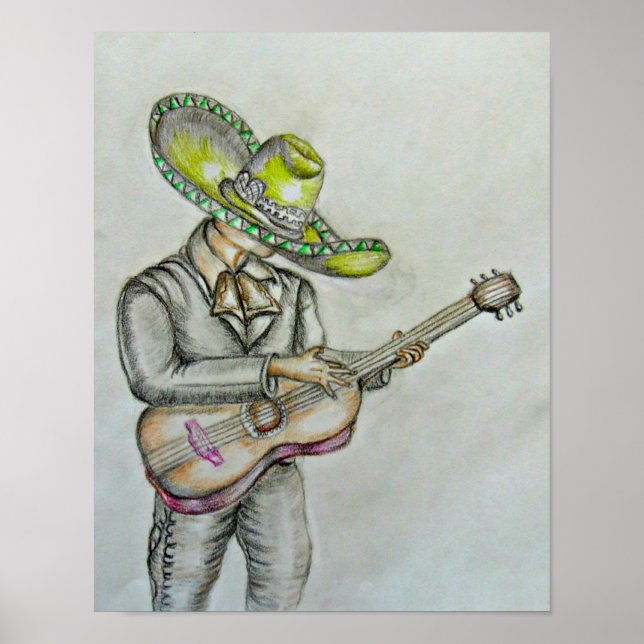 Mariachi mit Gitarre Poster (Vorne)